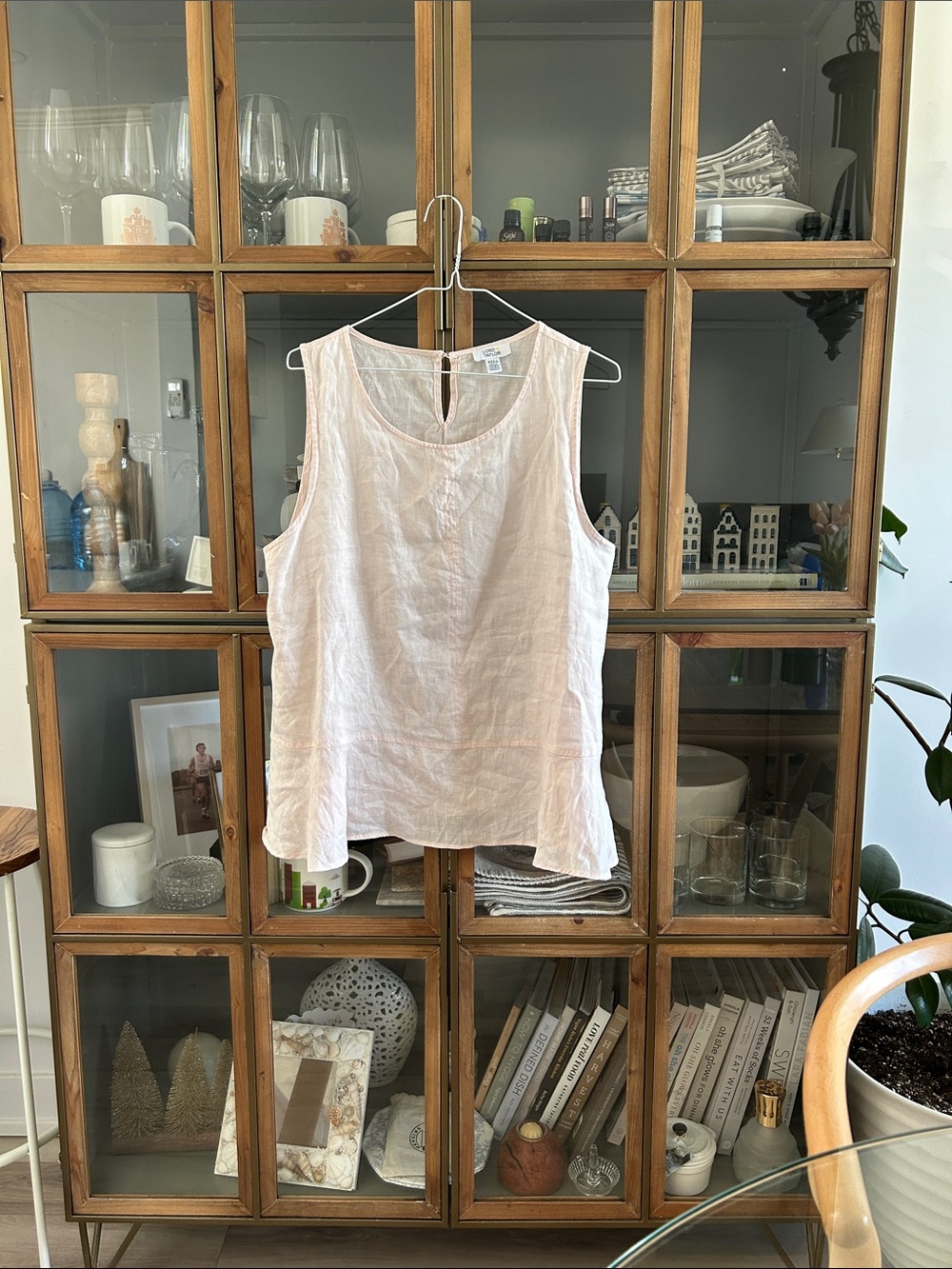 Lord & Taylor 100% Linen Light Pink Sleeveless Women's Top